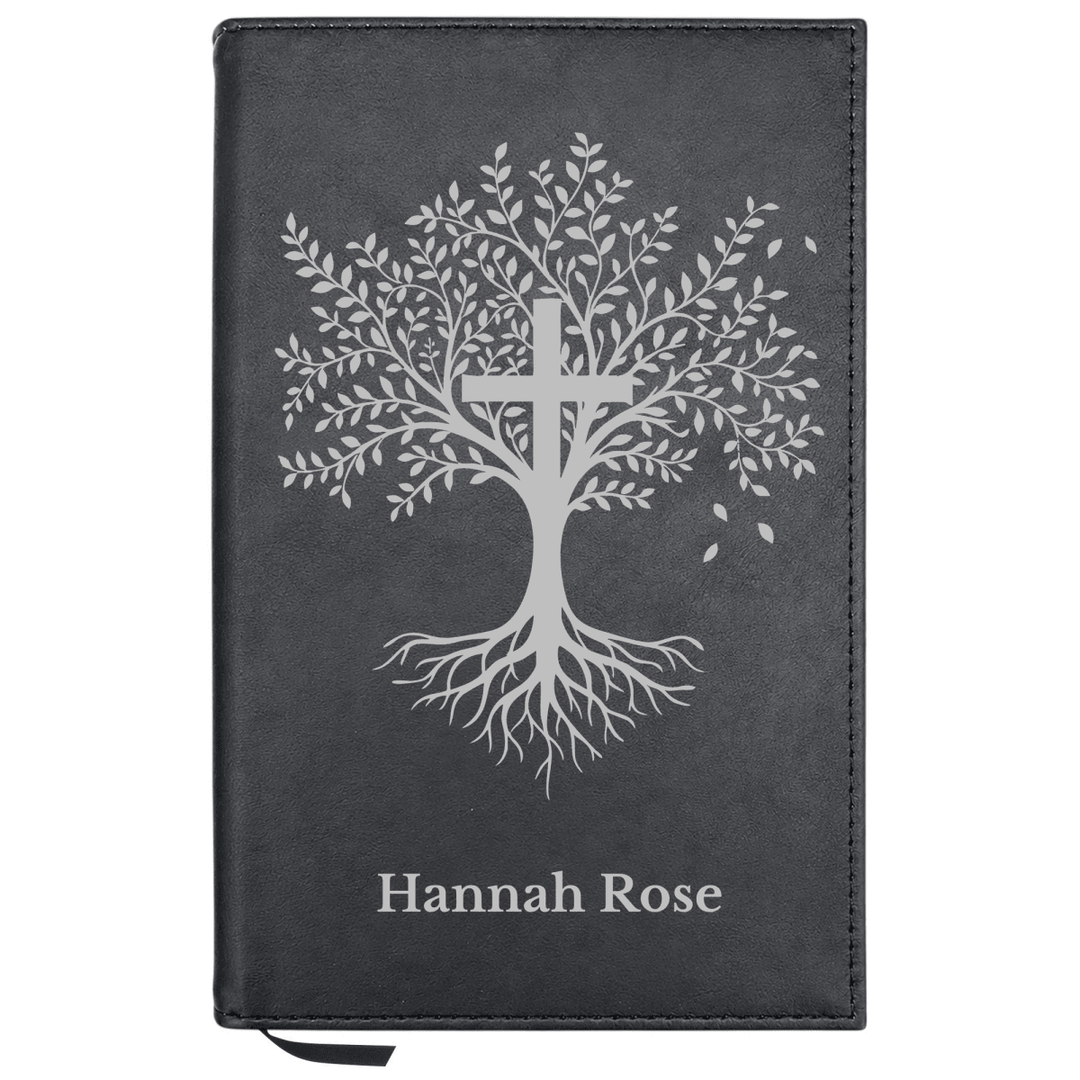 Personalized Leatherette Journal Notebook | Trees with Cross - Shepherds Shelf