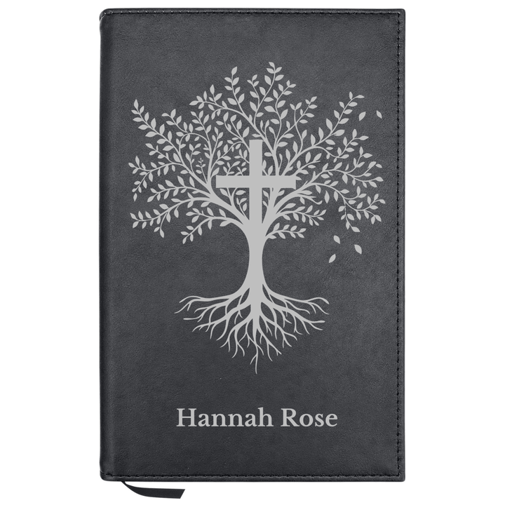 Personalized Leatherette Journal Notebook | Trees with Cross - Shepherds Shelf