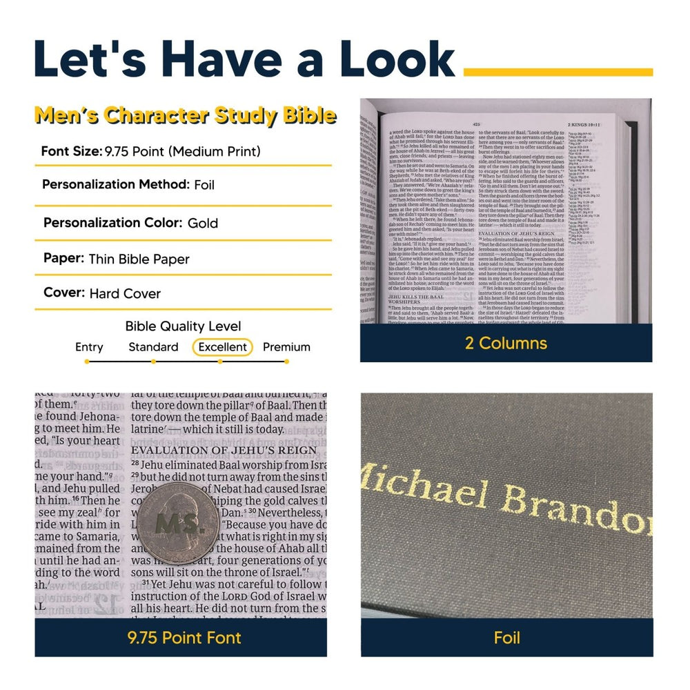Personalized Men of Character CSB Study Devotional Hardcover Bible, Gray | Shepherds Shelf - Shepherds Shelf