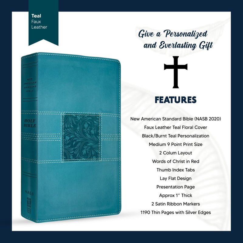 NASB Teal Standard Size 2020 Holy Bible Medium Print