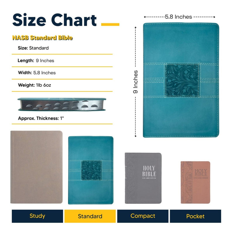NASB Teal Standard Size 2020 Holy Bible Medium Print