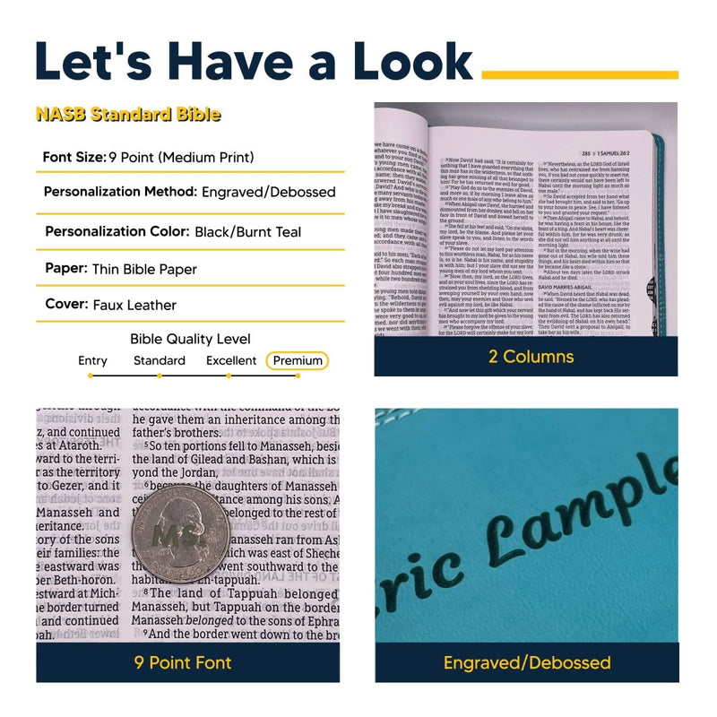 NASB Teal Standard Size 2020 Holy Bible Medium Print