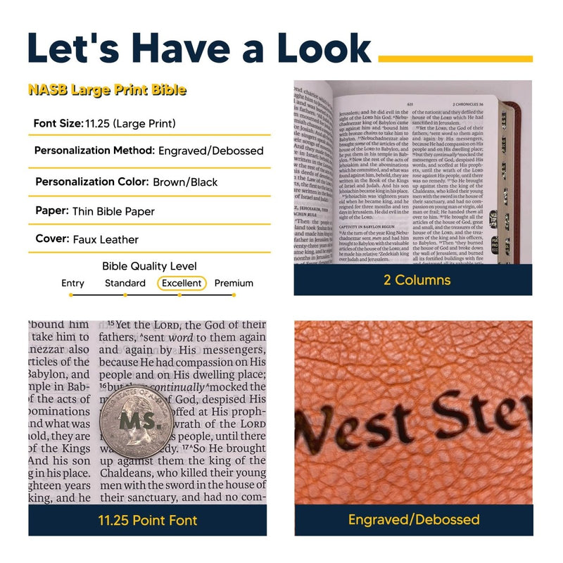 NASB Brown Standard Size Holy Bible Large Print