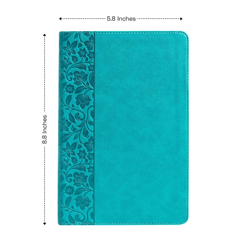NASB Teal Standard Size Holy Bible Large Print | Floral Pattern
