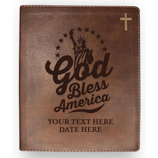 Personalized NIV Bible Faux Leather Medium Print Size with FULL COVER God Bless America Design | Shepherds Shelf - Shepherds Shelf