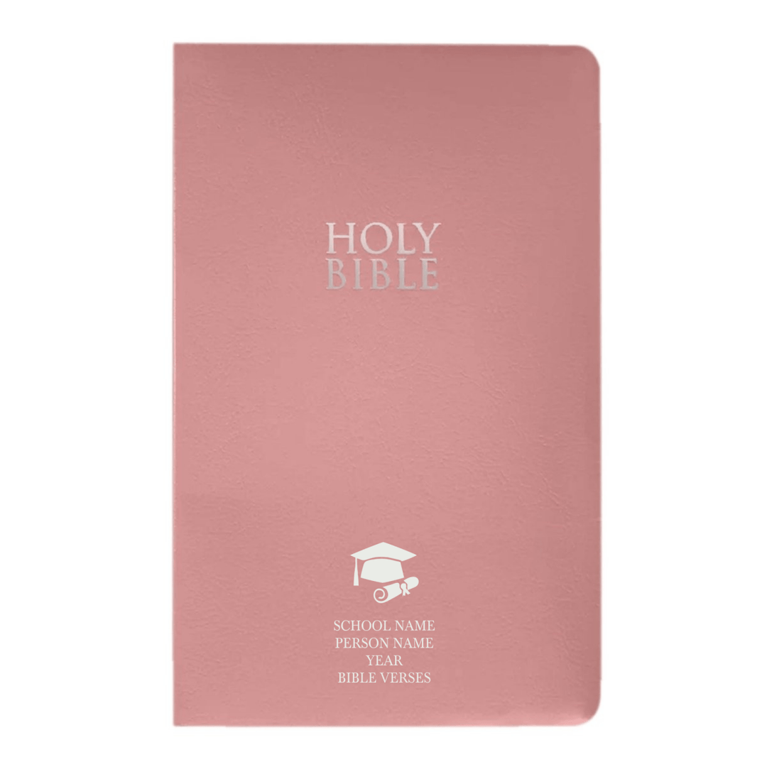 Personalized NIV Bible New International Version Faux Leather Holy Bible SMALL PRINT with Red - Highlighted Verses Pink | Shepherds Shelf - Shepherds Shelf