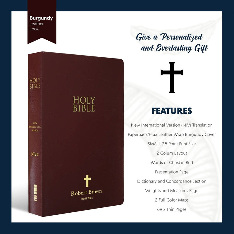 NIV Burgundy Standard Size Holy Bible Small Print
