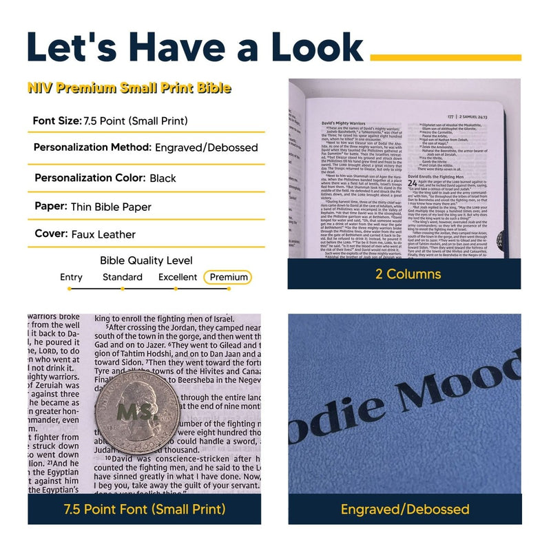 NIV Blue Standard Size Premium Indexed Holy Bible Small Print