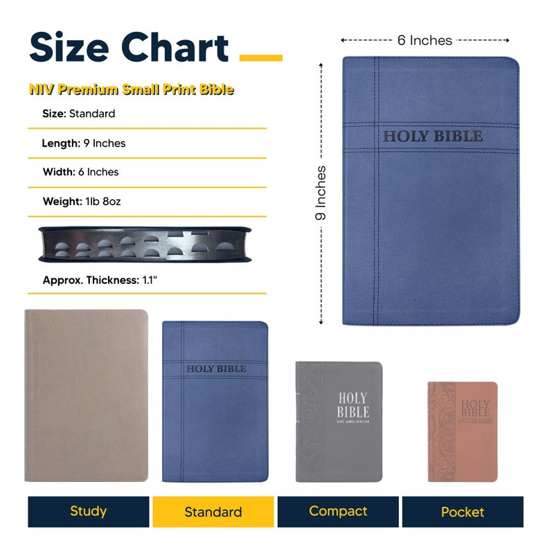 NIV Blue Standard Size Premium Indexed Holy Bible Small Print