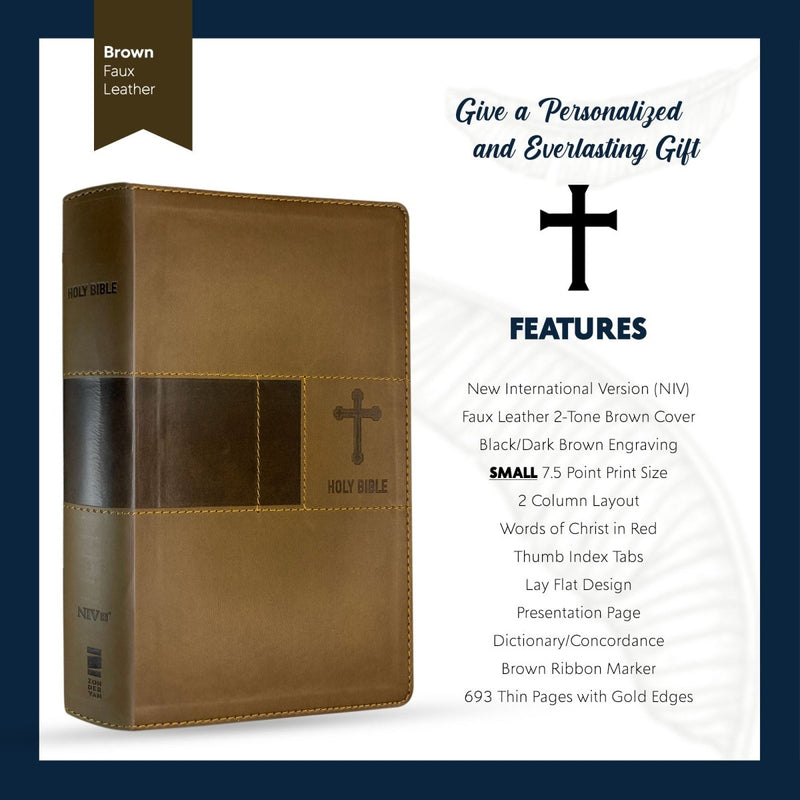 NIV Brown Standard Size Premium Indexed Holy Bible Small Print