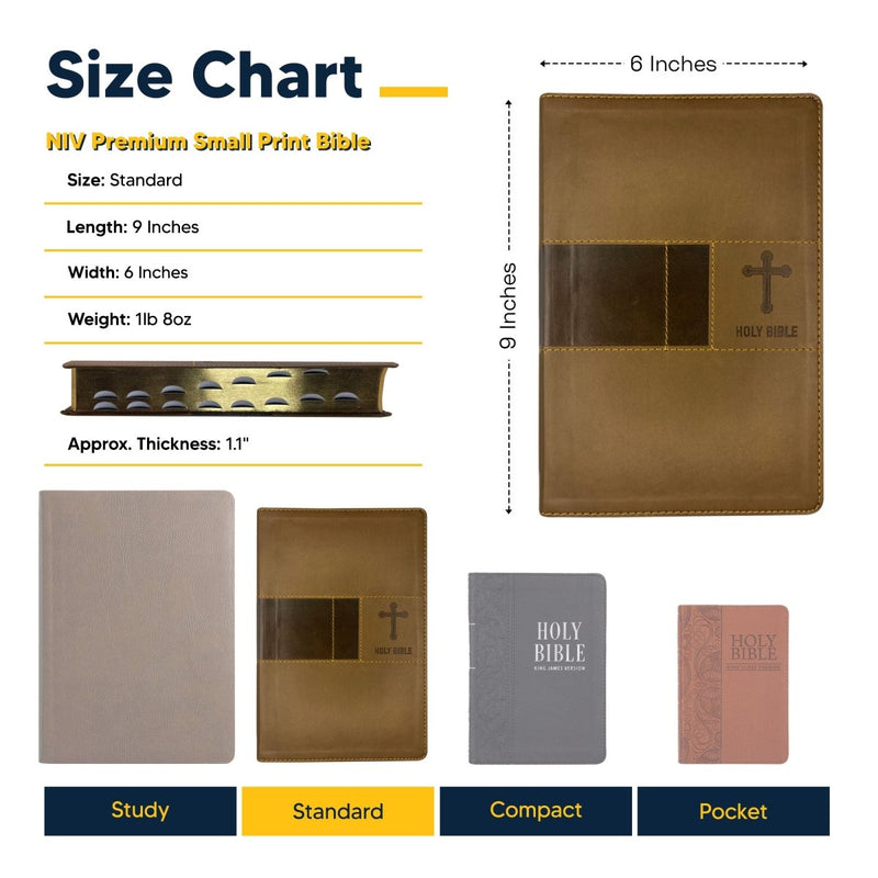 NIV Brown Standard Size Premium Indexed Holy Bible Small Print