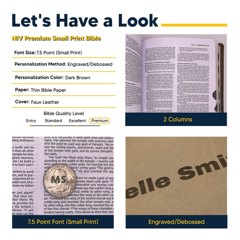 NIV Brown Standard Size Premium Indexed Holy Bible Small Print