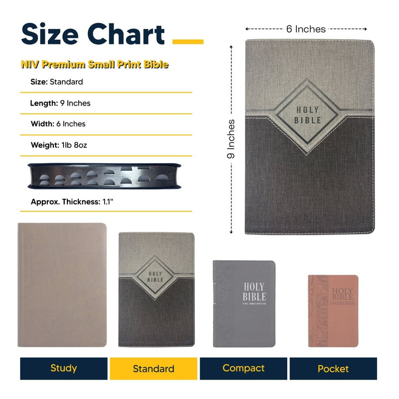 NIV Gray Standard Size Premium Indexed Holy Bible Small Print