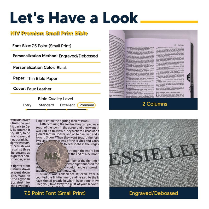 NIV Gray Standard Size Premium Indexed Holy Bible Small Print