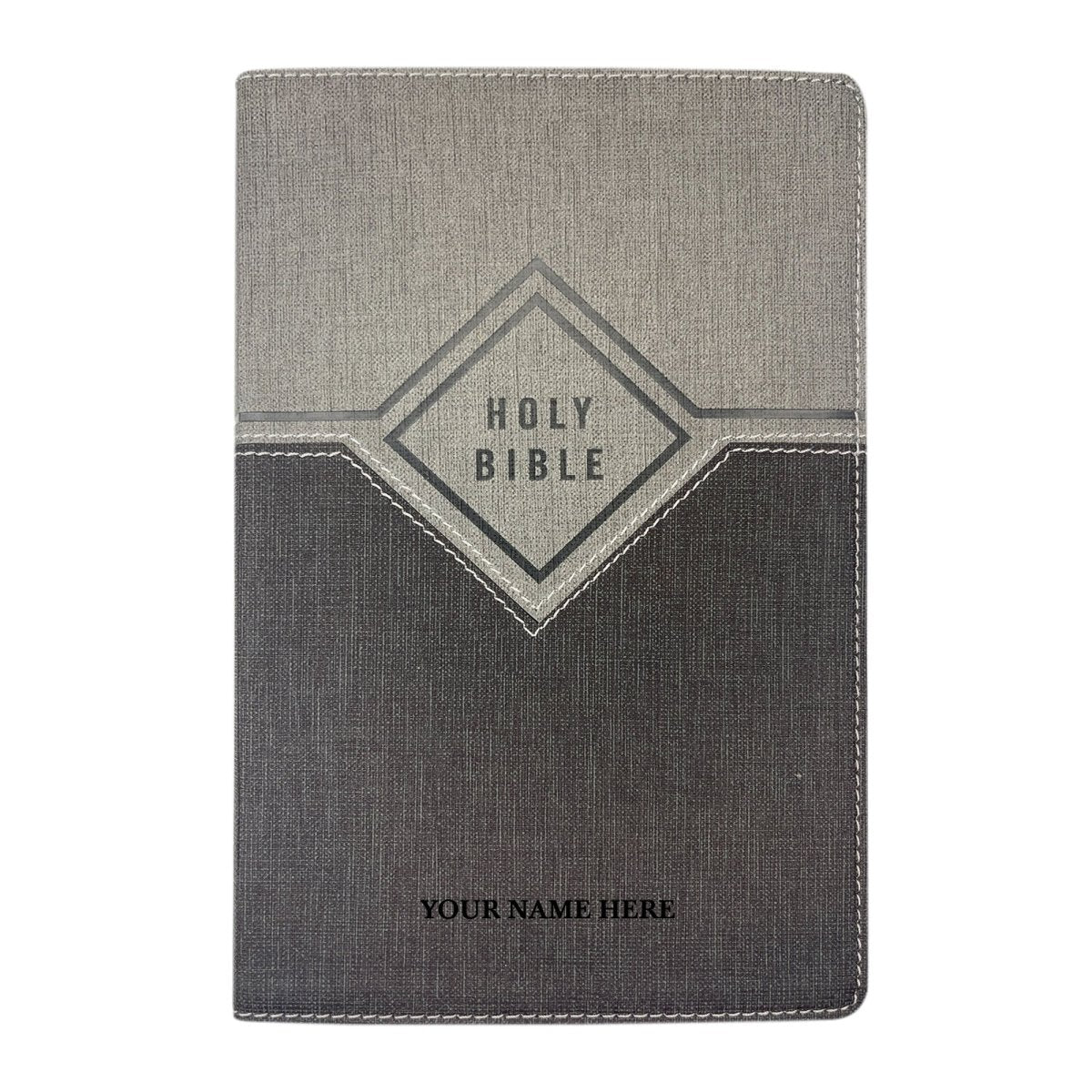 Personalized NIV Holy Bible Premium Indexed Small Print Bible | Custom Engraved with Name or Text on Faux Leather Cover Gray | Shepherds Shelf - Shepherds Shelf