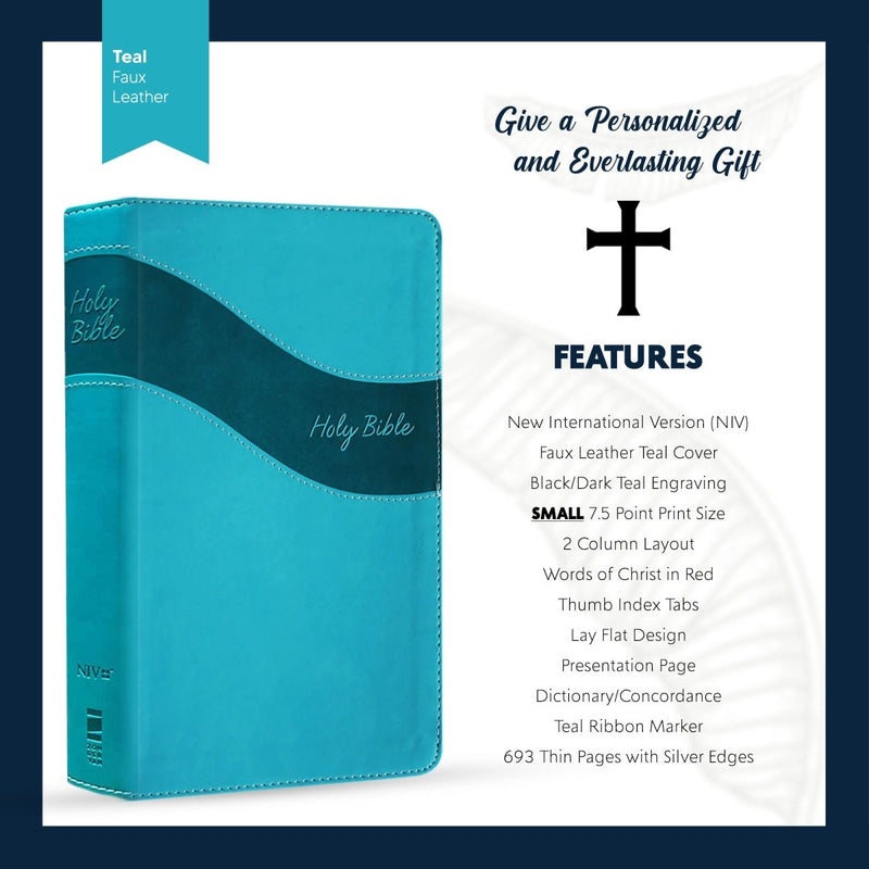 NIV Teal Standard Size Premium Indexed Holy Bible Small Print