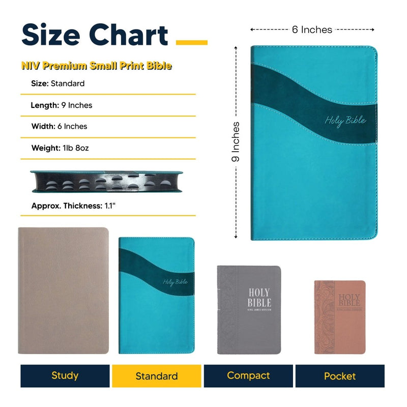 NIV Teal Standard Size Premium Indexed Holy Bible Small Print