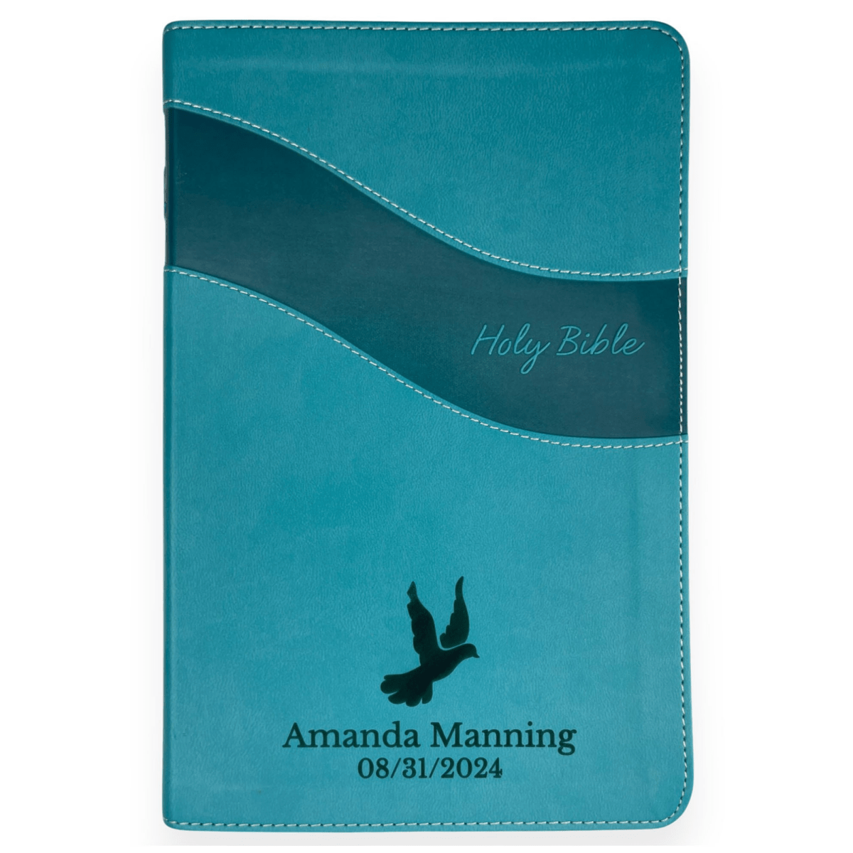 Personalized NIV Holy Bible Premium Indexed Small Print Bible | Custom Engraved with Name or Text on Faux Leather Cover Teal | Shepherds Shelf - Shepherds Shelf