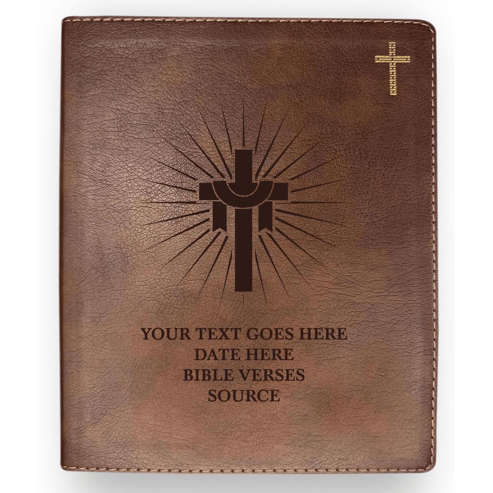 NIV Brown Standard Size Journaling Holy Bible Medium Print | Cross And a Sun Rays