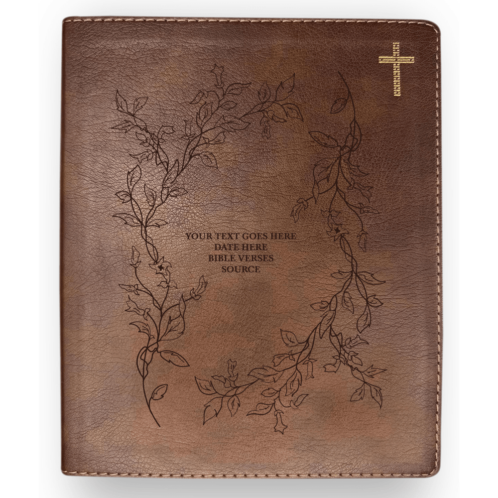 NIV Brown Standard Size Journaling Holy Bible Medium Print | Floral Vines