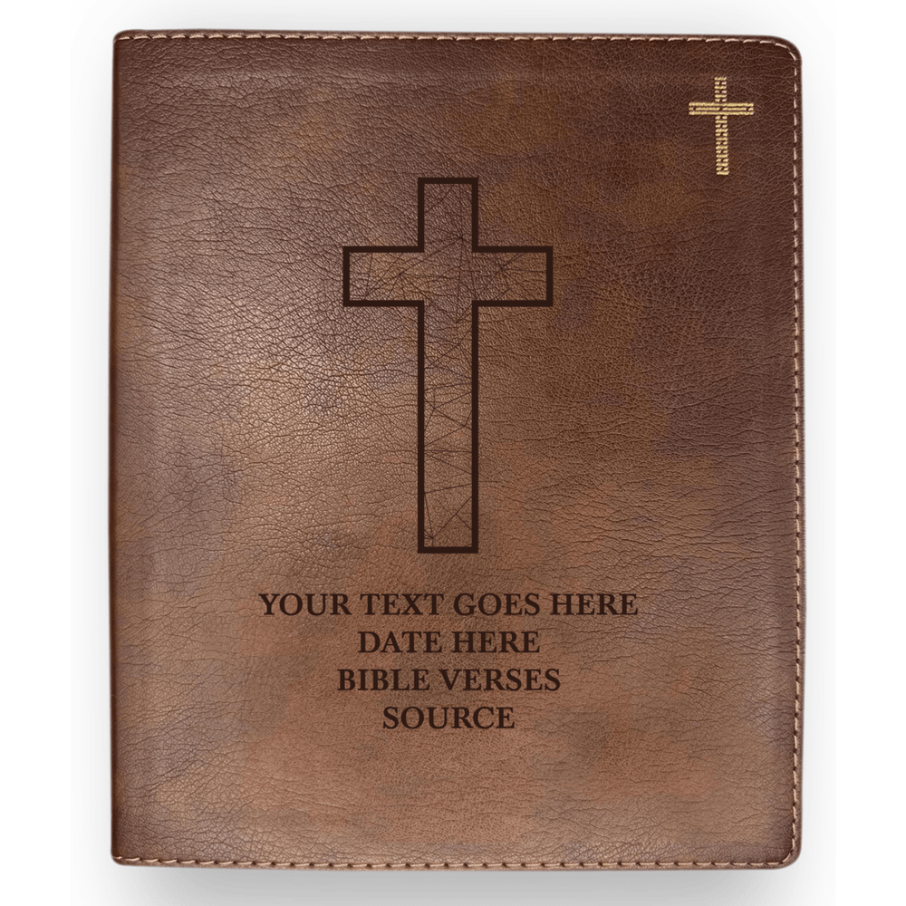 NIV Brown Standard Size Journaling Holy Bible Medium Print | Geometric Cross