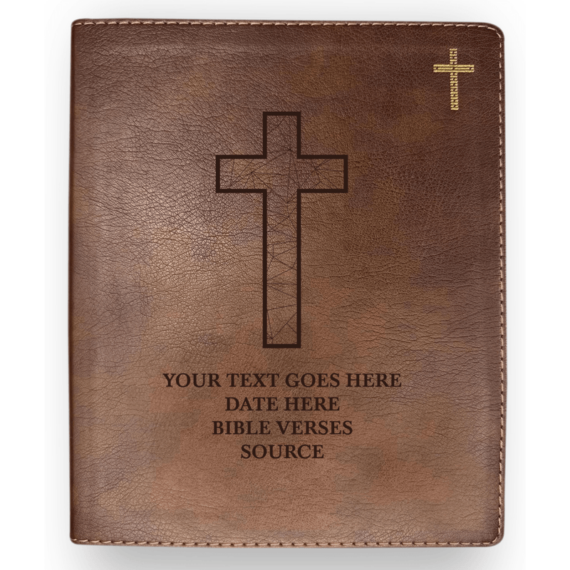 NIV Brown Standard Size Journaling Holy Bible Medium Print | Geometric Cross