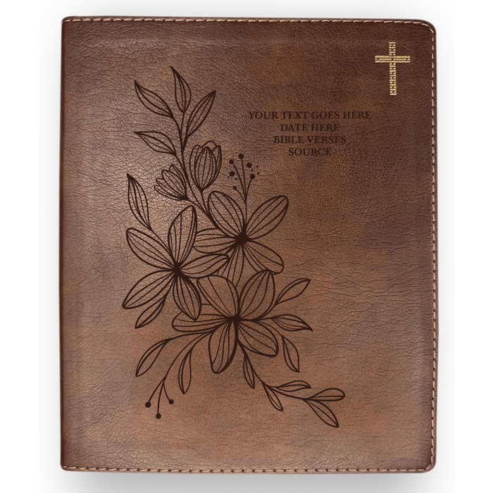 NIV Brown Standard Size Journaling Holy Bible Medium Print | Floral Collection 1