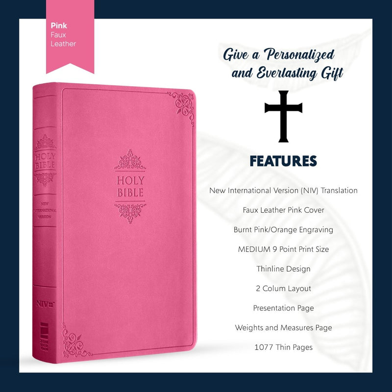 NIV Pink Standard Size Thinline Holy Bible Medium Print