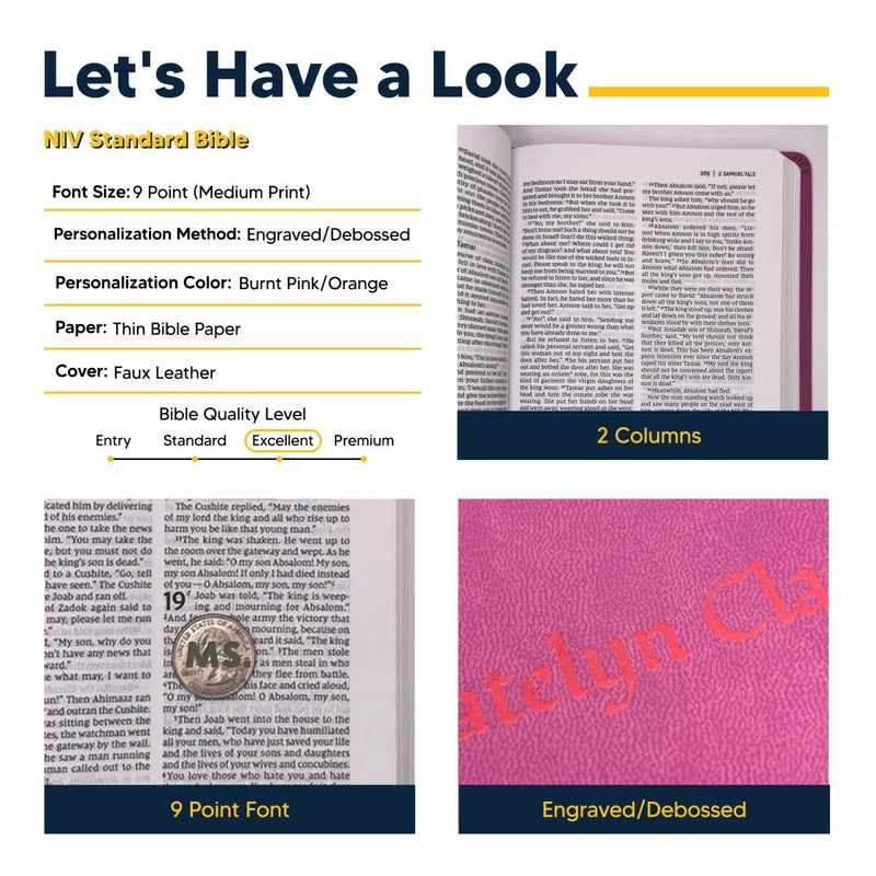 NIV Pink Standard Size Thinline Holy Bible Medium Print