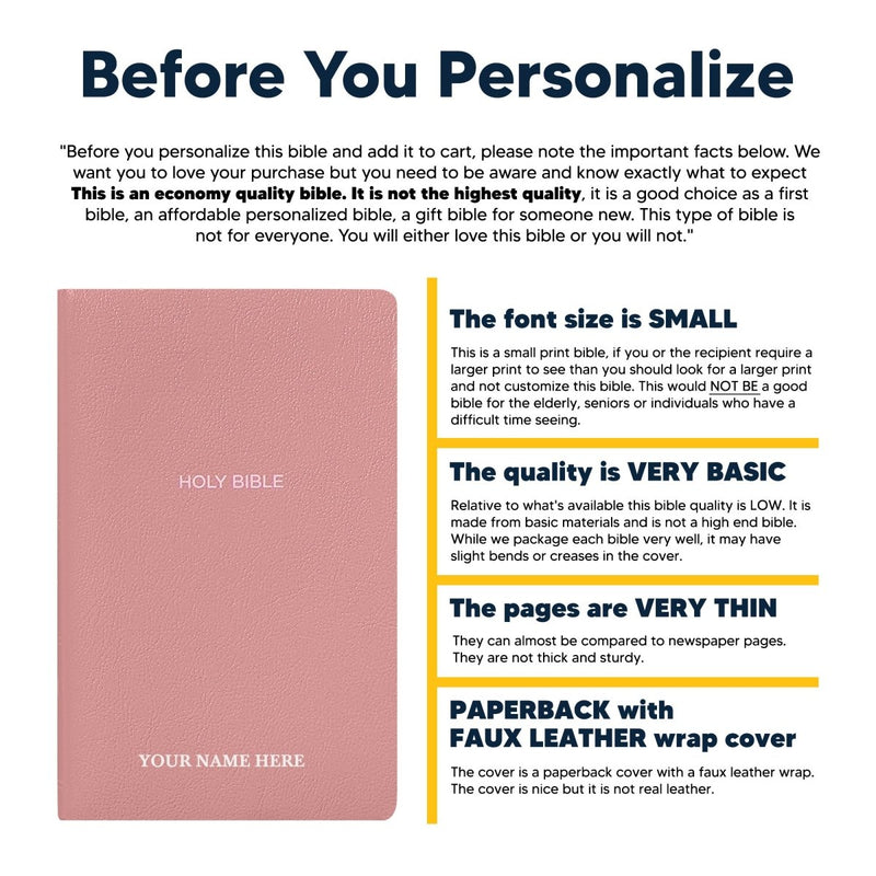 NKJV Pink Standard Size Holy Bible Small Print