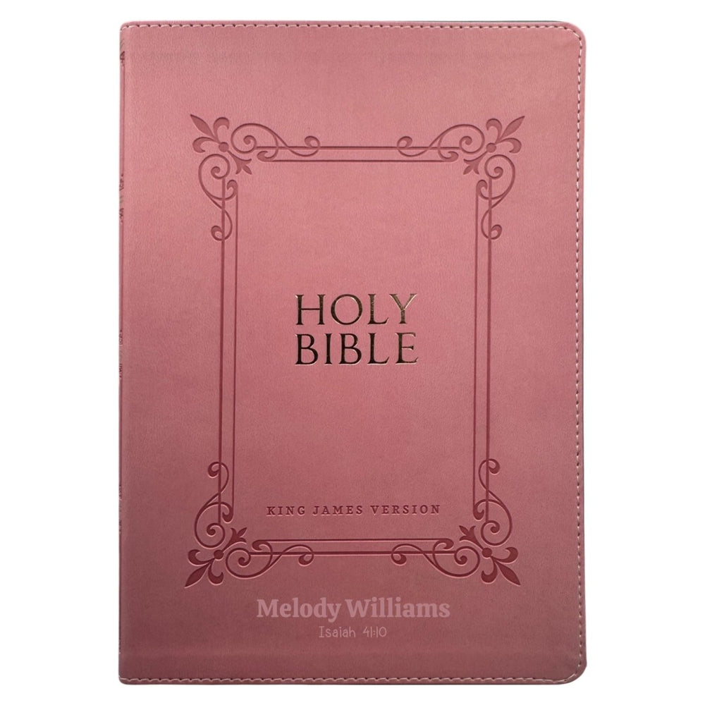 Personalized KJV Pink Reference Bible Red Letter Bible | Large Print | Faux Leather