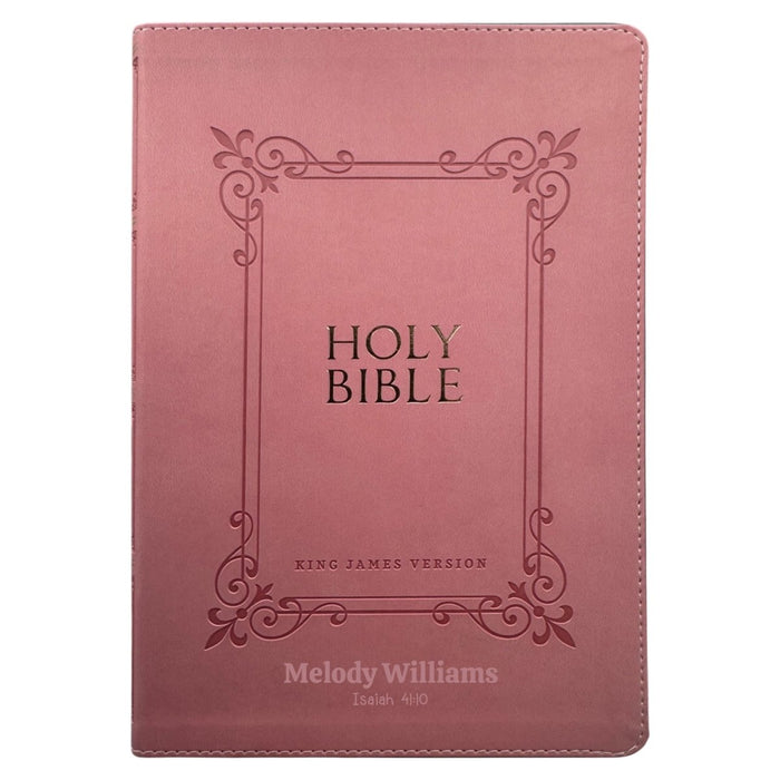 Personalized KJV Pink Reference Bible Red Letter Bible | Large Print | Faux Leather