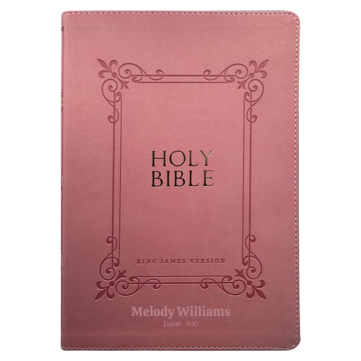 Personalized NKJV Pink Reference Bible Red Letter Bible | Large Print | Faux Leather - Shepherds Shelf