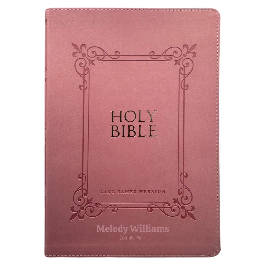 Personalized NKJV Pink Reference Bible Red Letter Bible | Large Print | Faux Leather - Shepherds Shelf