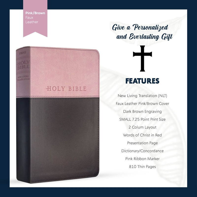 NLT Pink-Brown Standard Size Holy Bible Small Print
