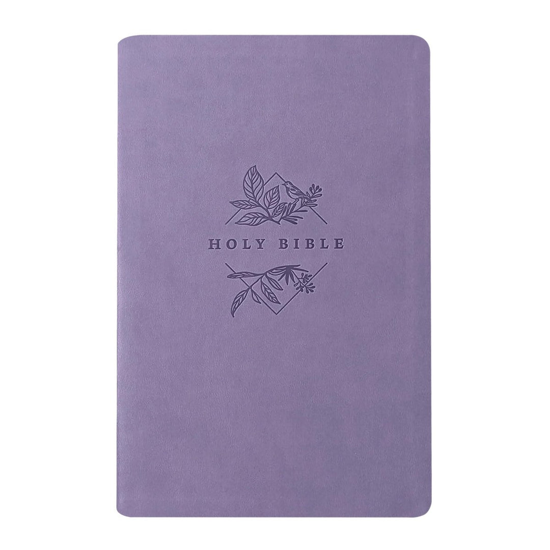 Personalized NLT Bible New Living Translation Thinline Faux Leather Holy Bible with Custom Name in Silver Large Print Lavender/Purple | Shepherds Shelf - Shepherds Shelf