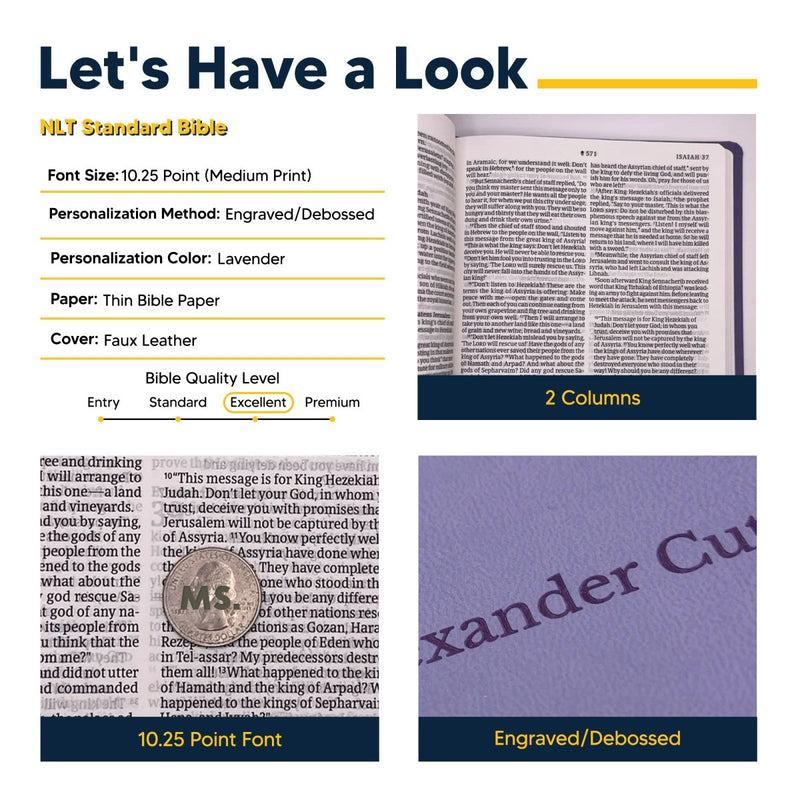 NLT Lavender Standard Size Thinline Holy Bible Large Print
