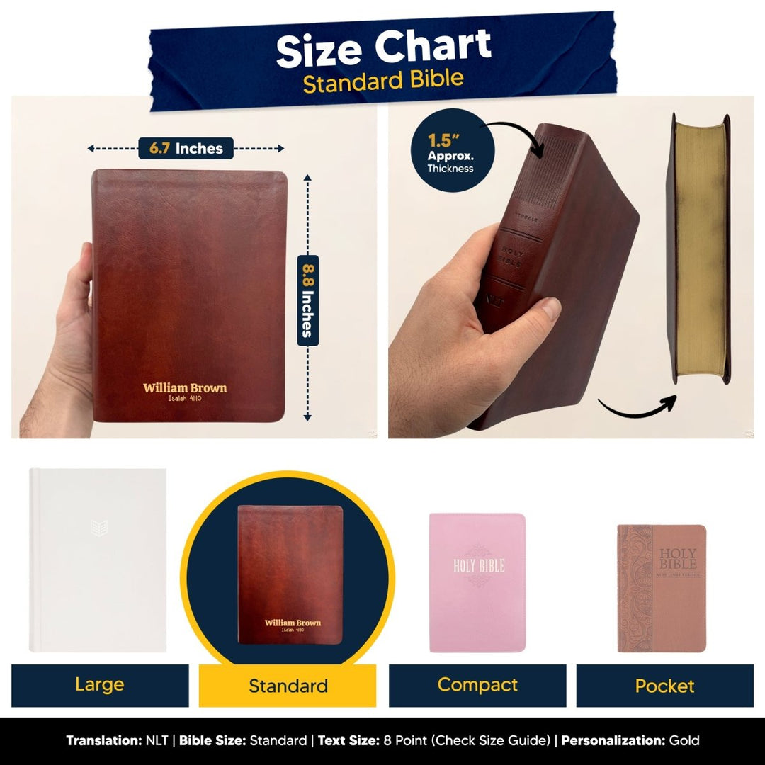 Personalized NLT Note Taking Red Letter Holy Bible for Journaling | Brown | Faux Leather Small Print - Shepherds Shelf