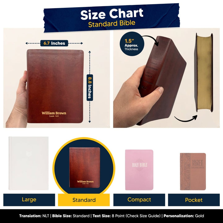 Personalized NLT Note Taking Red Letter Holy Bible for Journaling | Brown | Faux Leather Small Print - Shepherds Shelf