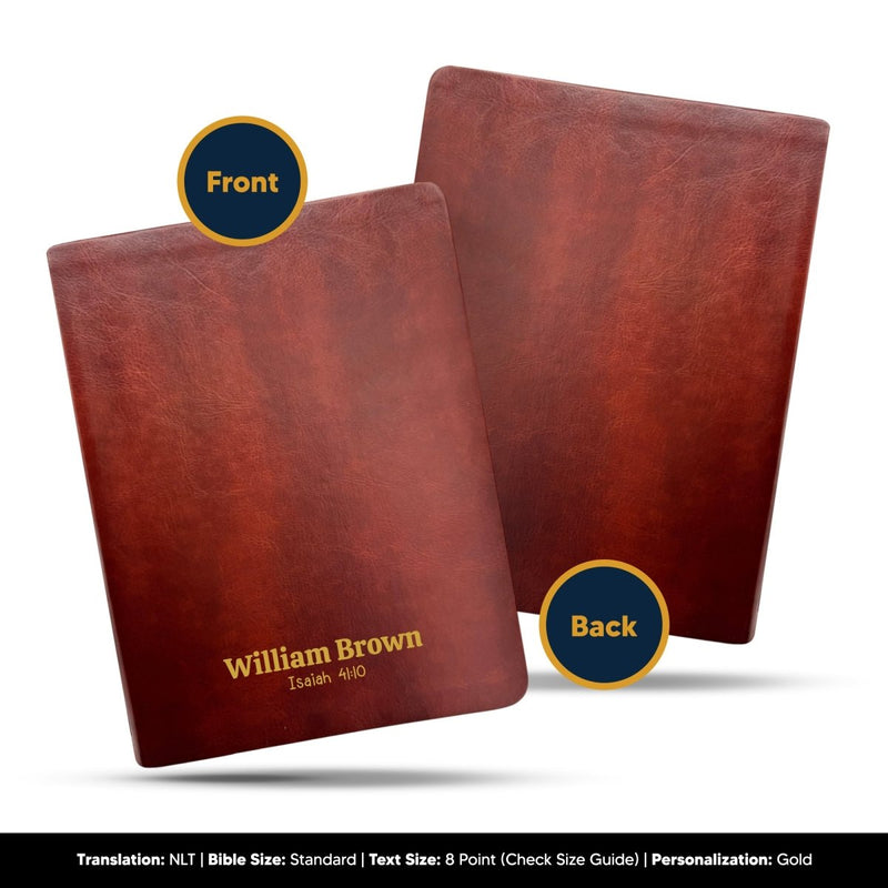 Personalized NLT Note Taking Red Letter Holy Bible for Journaling | Brown | Faux Leather Small Print