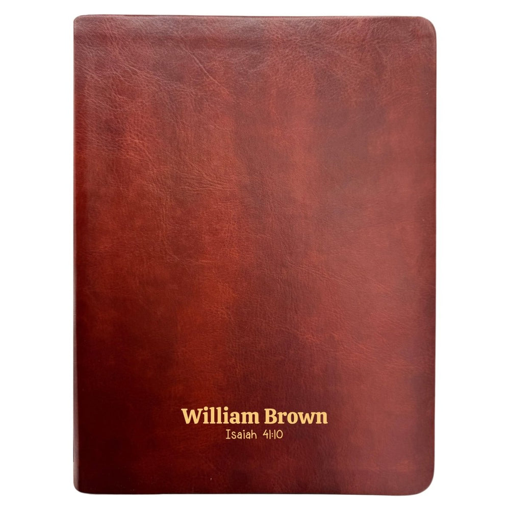 Personalized NLT Note Taking Red Letter Holy Bible for Journaling | Brown | Faux Leather Small Print