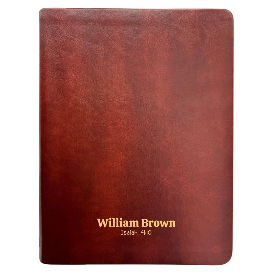 Personalized NLT Note Taking Red Letter Holy Bible for Journaling | Brown | Faux Leather Small Print - Shepherds Shelf