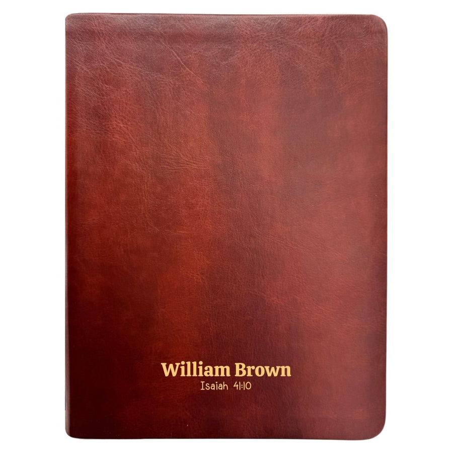 Personalized NLT Note Taking Red Letter Holy Bible for Journaling | Brown | Faux Leather Small Print - Shepherds Shelf