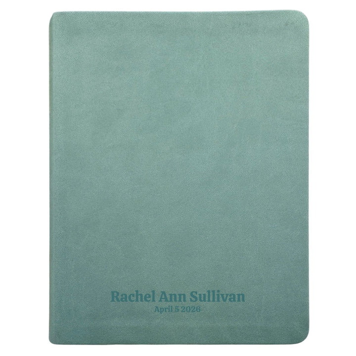 Personalized NLT Note Taking Red Letter Light Teal Holy Bible for Journaling | Faux Leather Small Print - Shepherds Shelf