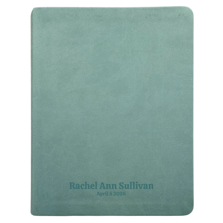 Personalized NLT Note Taking Red Letter Light Teal Holy Bible for Journaling | Faux Leather Small Print - Shepherds Shelf