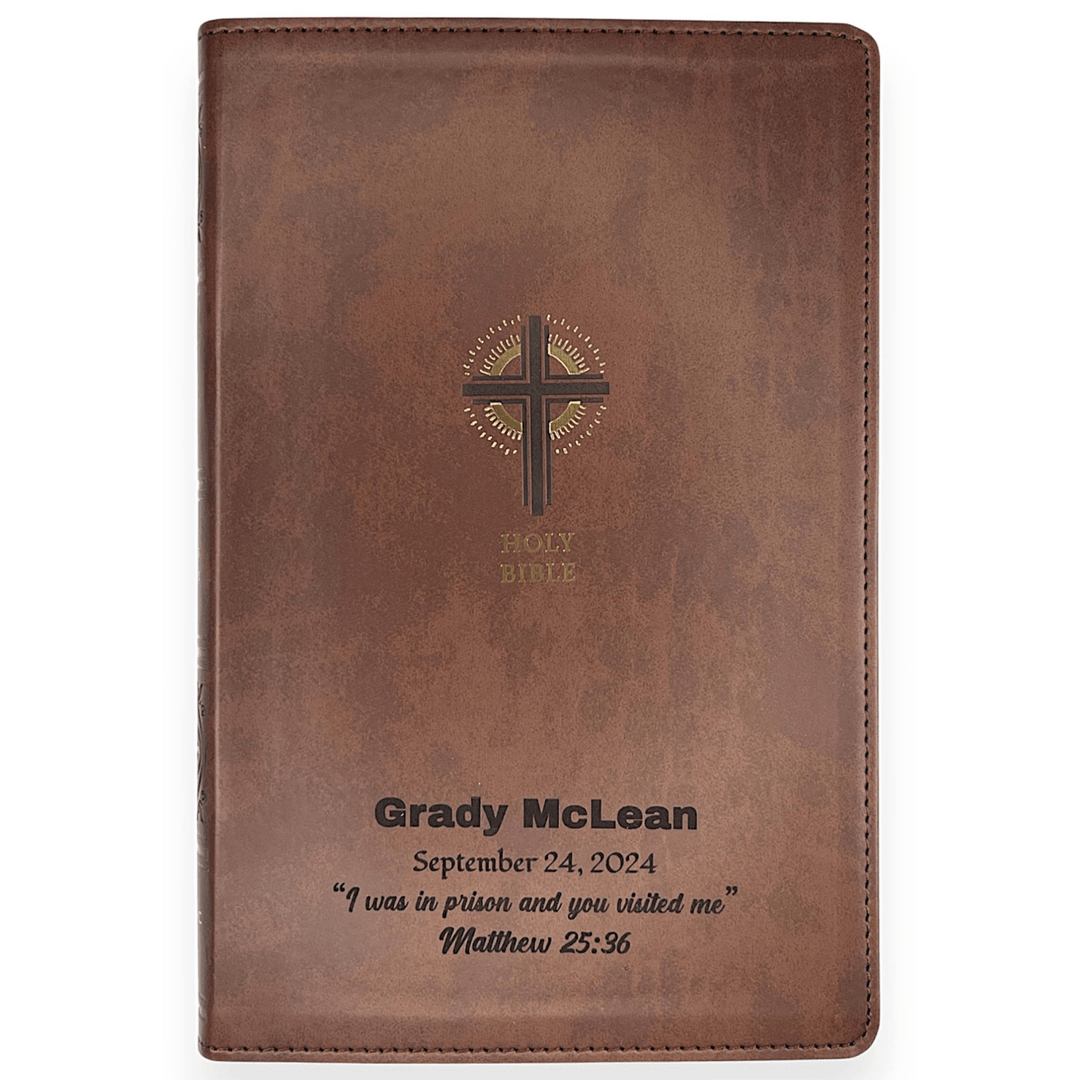 Personalized NRSV Sacraments of Initiation Edition Bible Faux Leather Medium Print Size Brown | Shepherds Shelf - Shepherds Shelf