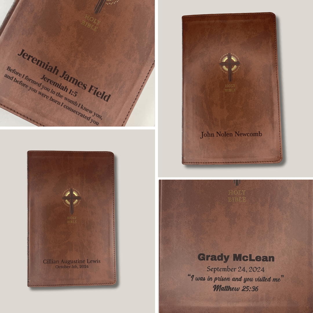 Personalized NRSV Sacraments of Initiation Edition Bible Faux Leather Medium Print Size Brown | Shepherds Shelf - Shepherds Shelf