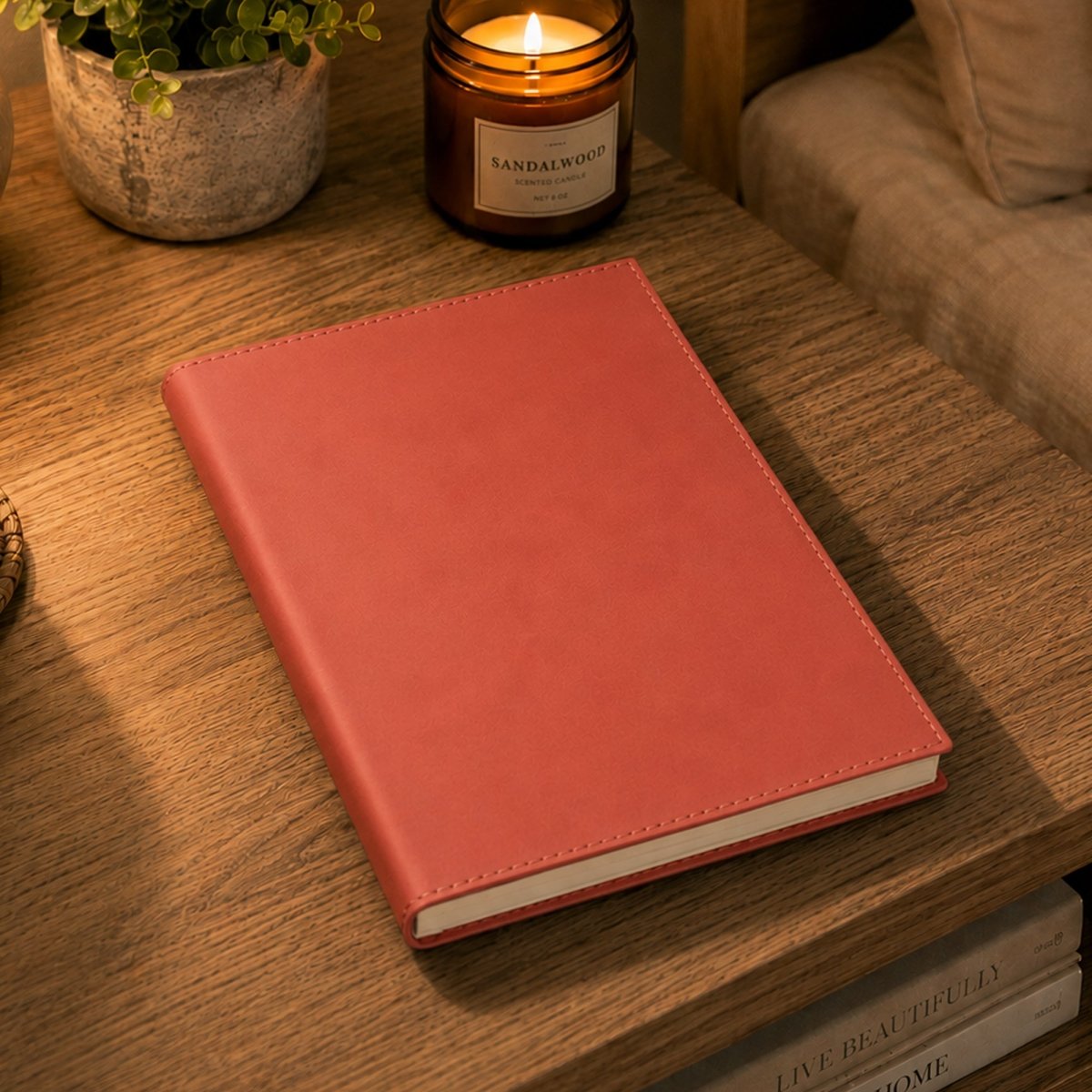 Personalized Pink Leatherette Journal Notebook | Custom Name Engraving - Shepherds Shelf