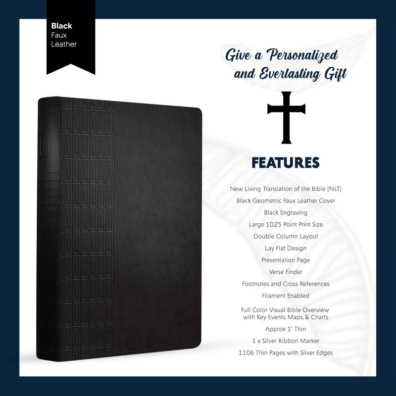 NLT Black Standard Size Premium Holy Bible Large Print