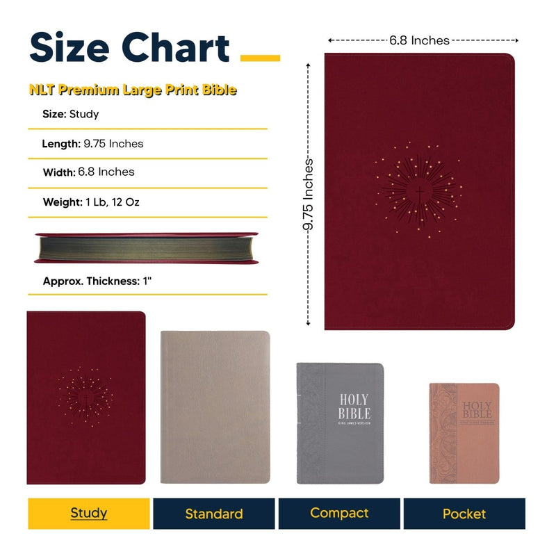 NLT Red Standard Size Premium Holy Bible Large Print